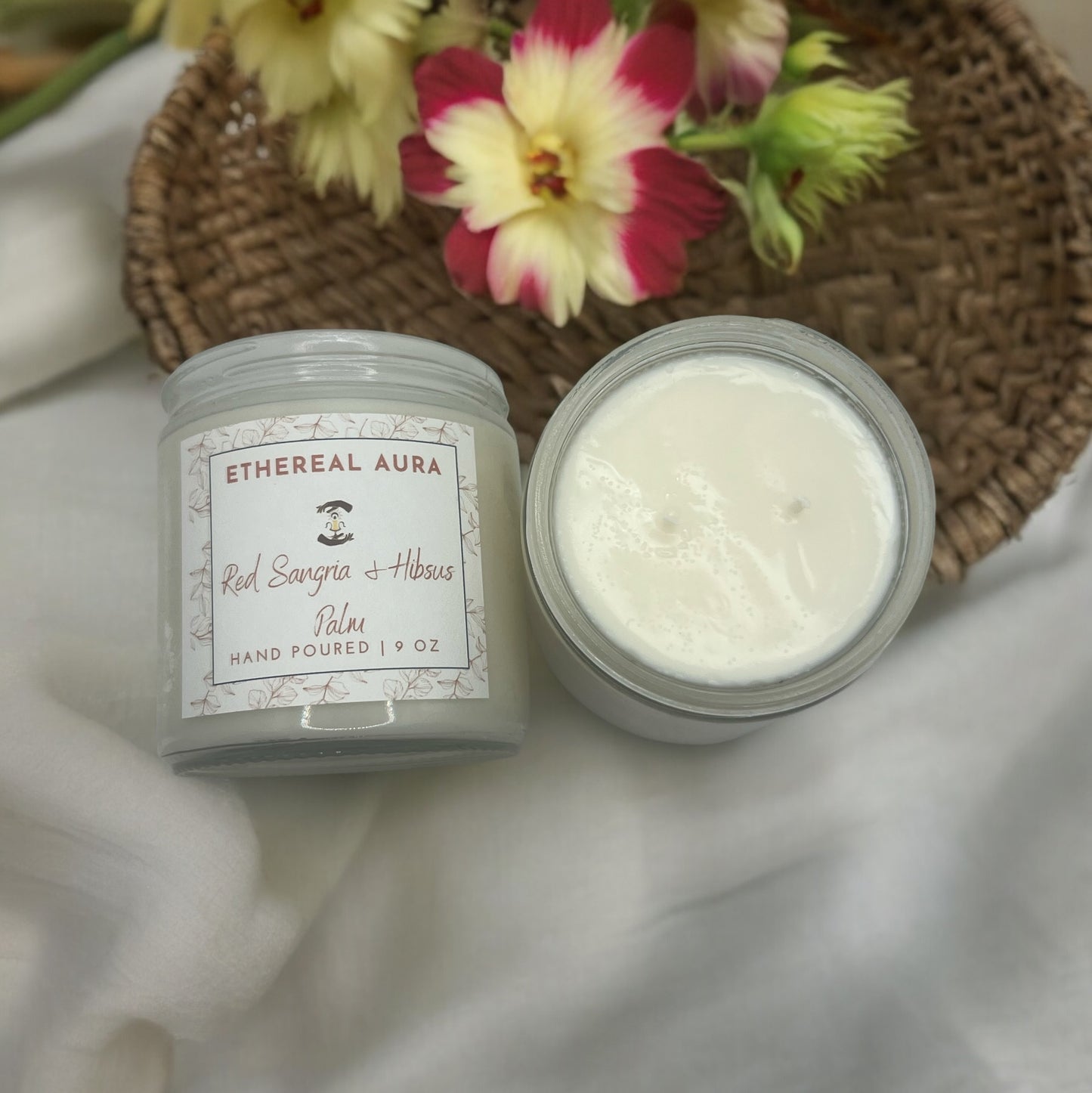 Red Sangria & Hibiscus Palm Candle